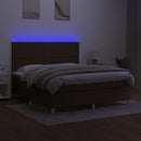 vidaXL barna szövet rugós és LED-es ágy matraccal 180 x 200 cm