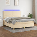vidaXL krémszínű szövet rugós és LED-es ágy matraccal 180 x 200 cm