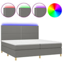 vidaXL sötétszürke szövet rugós és LED-es ágy matraccal 200x200 cm