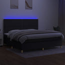 vidaXL fekete szövet rugós és LED-es ágy matraccal 200x200 cm