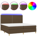 vidaXL barna szövet rugós és LED-es ágy matraccal 200x200 cm