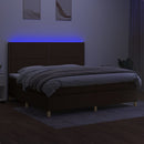 vidaXL barna szövet rugós és LED-es ágy matraccal 200x200 cm