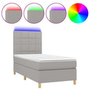 vidaXL világosszürke szövet rugós és LED-es ágy matraccal 90x190 cm
