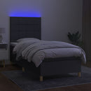 vidaXL sötétszürke szövet rugós és LED-es ágy matraccal 90x190 cm