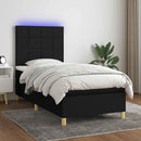 vidaXL fekete szövet rugós és LED-es ágy matraccal 90x190 cm