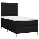 vidaXL fekete szövet rugós és LED-es ágy matraccal 90x200 cm