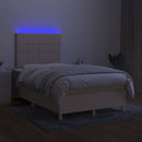 vidaXL krémszínű szövet rugós és LED-es ágy matraccal 120 x 200 cm
