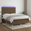 vidaXL barna szövet rugós és LED-es ágy matraccal 140x190 cm
