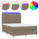 vidaXL tópszínű szövet rugós és LED-es ágy matraccal 140x190cm