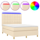 vidaXL krémszínű szövet rugós és LED-es ágy matraccal 140x190cm