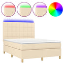 vidaXL krémszínű szövet rugós és LED-es ágy matraccal 140x190cm