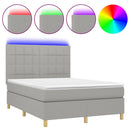 vidaXL világosszürke szövet rugós és LED-es ágy matraccal 140x200 cm