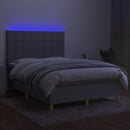 vidaXL világosszürke szövet rugós és LED-es ágy matraccal 140x200 cm