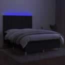 vidaXL fekete szövet rugós és LED-es ágy matraccal 140x200 cm