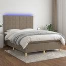 vidaXL tópszínű szövet rugós és LED-es ágy matraccal 140x200 cm