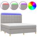 vidaXL világosszürke szövet rugós és LED-es ágy matraccal 160x200 cm