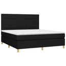 vidaXL fekete szövet rugós és LED-es ágy matraccal 180 x 200 cm