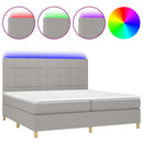 vidaXL világosszürke szövet rugós és LED-es ágy matraccal 200x200 cm