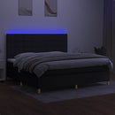 vidaXL fekete szövet rugós és LED-es ágy matraccal 200x200 cm