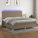 vidaXL tópszínű szövet rugós és LED-es ágy matraccal 200 x 200 cm