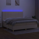 vidaXL krémszínű szövet rugós és LED-es ágy matraccal 200 x 200 cm