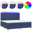 vidaXL kék szövet rugós és LED-es ágy matraccal 200 x 200 cm