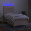 vidaXL krémszínű szövet rugós és LED-es ágy matraccal 80 x 200 cm