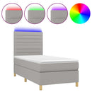 vidaXL világosszürke szövet rugós és LED-es ágy matraccal 90x190 cm