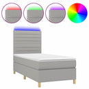 vidaXL világosszürke szövet rugós és LED-es ágy matraccal 90x190 cm