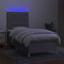 vidaXL világosszürke szövet rugós és LED-es ágy matraccal 90x190 cm