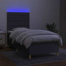 vidaXL sötétszürke szövet rugós és LED-es ágy matraccal 90x190 cm