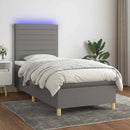 vidaXL sötétszürke szövet rugós és LED-es ágy matraccal 90x190 cm