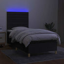 vidaXL fekete szövet rugós és LED-es ágy matraccal 90x190 cm