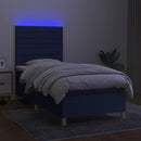 vidaXL kék szövet rugós és LED-es ágy matraccal 90x190 cm