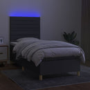 vidaXL sötétszürke szövet rugós és LED-es ágy matraccal 90x200 cm