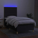 vidaXL fekete szövet rugós és LED-es ágy matraccal 90x200 cm