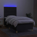 vidaXL fekete szövet rugós és LED-es ágy matraccal 100x200 cm