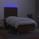 vidaXL barna szövet rugós és LED-es ágy matraccal 100x200 cm