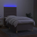 vidaXL tópszínű szövet rugós és LED-es ágy matraccal 100x200 cm