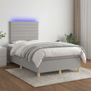 vidaXL világosszürke szövet rugós és LED-es ágy matraccal 120 x 200 cm