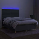 vidaXL sötétszürke szövet rugós és LED-es ágy matraccal 140x190 cm