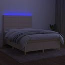 vidaXL krémszínű szövet rugós és LED-es ágy matraccal 140x190cm