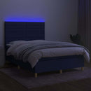 vidaXL kék szövet rugós és LED-es ágy matraccal 140x190 cm