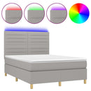 vidaXL világosszürke szövet rugós és LED-es ágy matraccal 140x200 cm