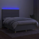 vidaXL világosszürke szövet rugós és LED-es ágy matraccal 140x200 cm