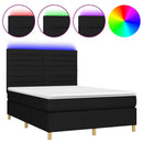 vidaXL fekete szövet rugós és LED-es ágy matraccal 140x200 cm