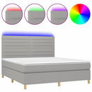 vidaXL világosszürke szövet rugós és LED-es ágy matraccal 160x200 cm