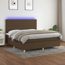 vidaXL barna szövet rugós és LED-es ágy matraccal 160x200 cm