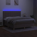 vidaXL tópszínű szövet rugós és LED-es ágy matraccal 160x200 cm