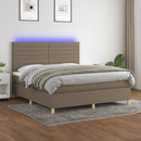 vidaXL tópszínű szövet rugós és LED-es ágy matraccal 160x200 cm